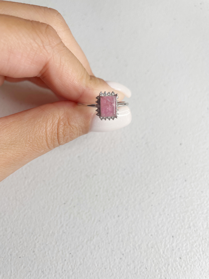 Pink Tourmaline Sterling Silver Ring