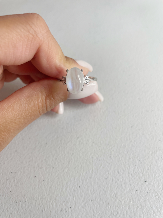 Rainbow Moonstone Sterling Silver Ring